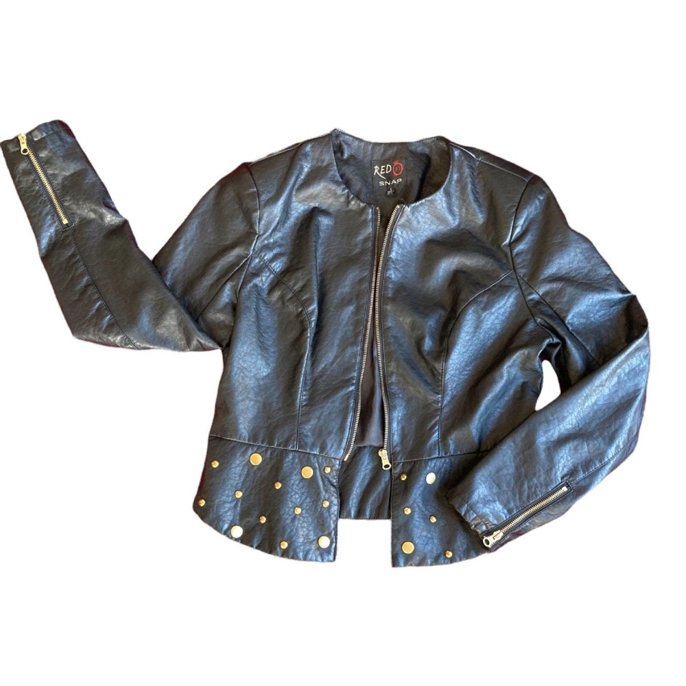 Red Snap Faux Leather Jacket